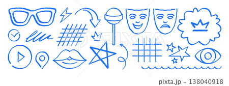 Big Creative Hand Drawn Grunge Doodle Vector Illustration Icons And Symbols Set Big Creative Hand Drawn Grunge Doodle Vector Illustration Icons And Symbols Set 138040918