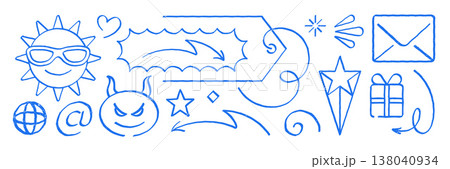 Funky Hand Drawn Doodle Vector Illustration Set Of Grunge Texture Icons 138040934