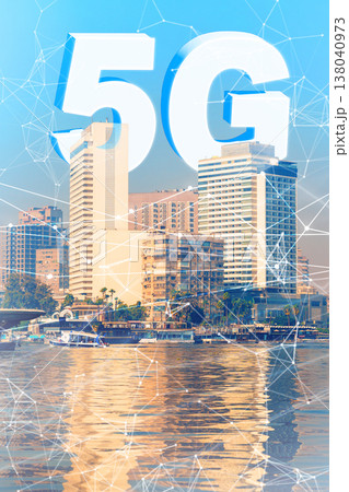 5G internet technology impacting city life and connectivity by the river 5G internet technology impacting city life and connectivity by the river 138040973