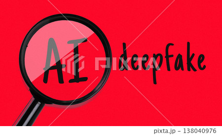 Understanding AI deepfakes using a magnifying glass on a red background Understanding AI deepfakes using a magnifying glass on a red background 138040976