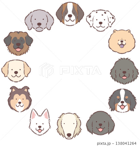 大型犬の顔アイコン円フレーム2 大型犬の顔アイコン円フレーム2 138041264