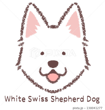 ホワイトスイスシェパードドッグの顔アイコン-名前入り 138041277