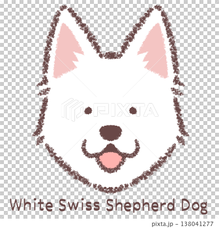 ホワイトスイスシェパードドッグの顔アイコン-名前入り 138041277