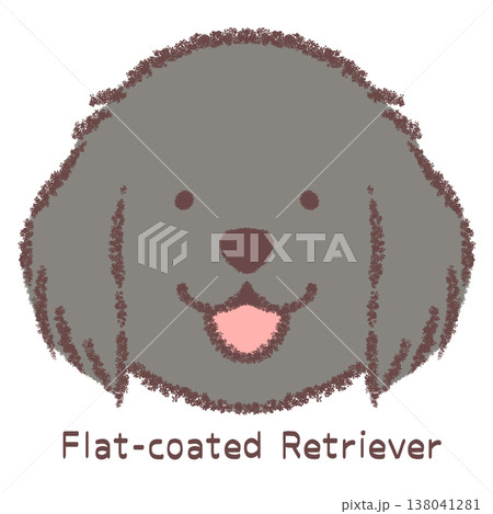 フラットコーテッドレトリバーの顔アイコン-名前入り 138041281