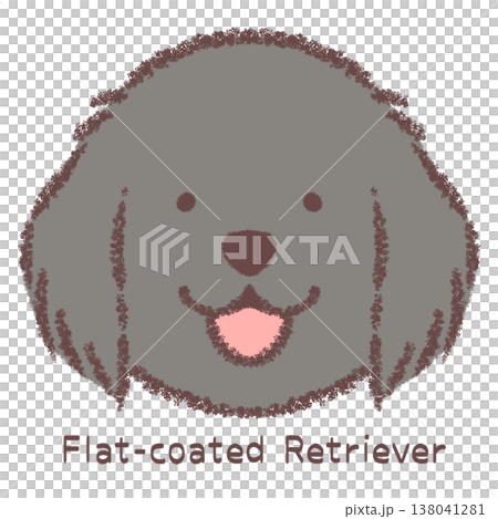 フラットコーテッドレトリバーの顔アイコン-名前入り 138041281