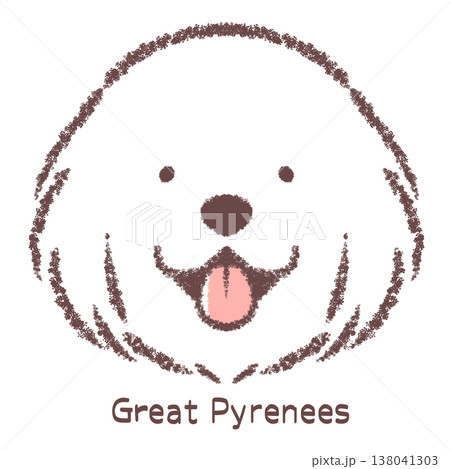 グレートピレニーズの顔アイコン-名前入り 138041303