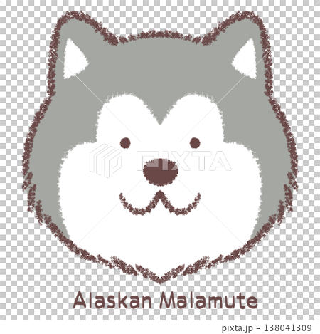 Alaskan Malamute face icon - with name Alaskan Malamute face icon - with name 138041309
