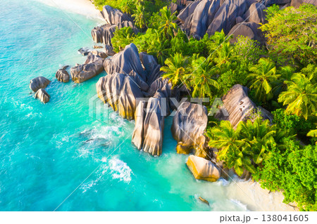 Anse Source D'Argent - the most beautiful beach of Seychelles. La Digue Island, Seychelles 138041605