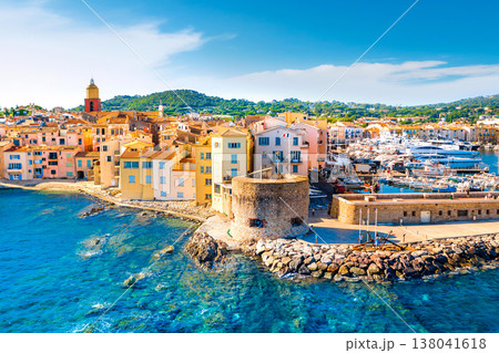 View of the city of Saint-Tropez, Provence, Cote d Azur, a popular destination for travel in Europe View of the city of Saint-Tropez, Provence, Cote d Azur, a popular destination for travel in Europe 138041618