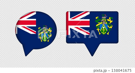Flag of Pitcairn Islands in speech bubble. 138041675