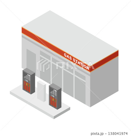 ガソリンスタンドの建物イラスト ガソリンスタンドの建物イラスト 138041974