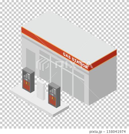 ガソリンスタンドの建物イラスト ガソリンスタンドの建物イラスト 138041974