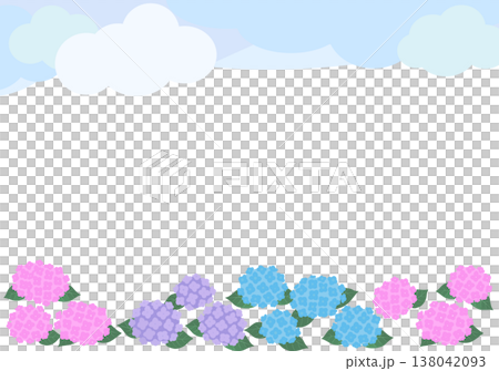 Hydrangea and Cloud Frame (A-size) Vector | Transparent Background, Rainy Season Printable Material Hydrangea and Cloud Frame (A-size) Vector | Transparent Background, Rainy Season Printable Material 138042093