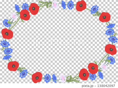 Poppy and Cornflower Circular Frame | Natural Floral Round Frame Vector Material (Transparent) Poppy and Cornflower Circular Frame | Natural Floral Round Frame Vector Material (Transparent) 138042097
