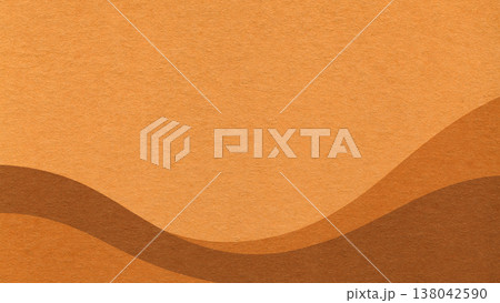 Textured terracotta paper background with rust and copper wavy lines and waves, copy space for banner, presentation 138042590