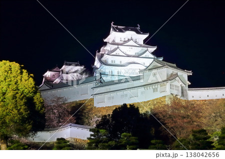 【兵庫県】ライトアップされた姫路城の夜景 138042656