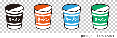 カップ麺のイラスト。インスタントラーメン、即席麺、非常食の素材。 138042804