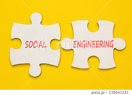 Social engineering words symbol. Concept words Social engineering on beautiful white puzzles. Beautiful yellow background. Business and Social engineering words concept. Copy space. Social engineering words symbol. Concept words Social engineering on beautiful white puzzles. Beautiful yellow background. Business and Social engineering words concept. Copy space. 138043281