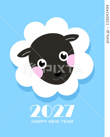 Year of the sheep minimalist card Year of the sheep minimalist card 138043494