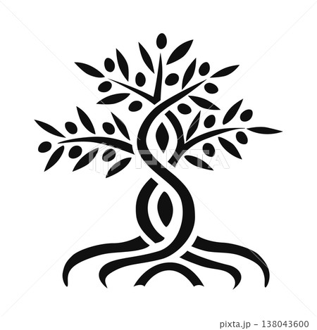 Olive tree outline hand drawn icon. Vector illustration logo. modern design, olive tree with fruits stylized monochrome illustration Olive tree outline hand drawn icon. Vector illustration logo. modern design, olive tree with fruits stylized monochrome illustration 138043600