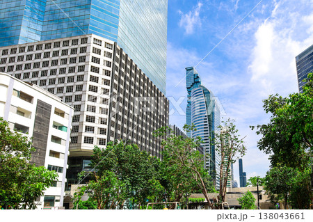 緑のあるビル街の風景 138043661