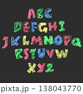 Colorful Crayon Hand Drawn Kid Vector Font 138043770