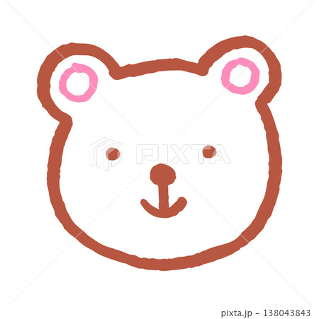 Bear face with rounded ears doodle 138043843