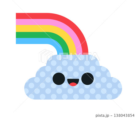 Smiling polka dot cloud with kawaii face Smiling polka dot cloud with kawaii face 138043854