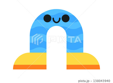 Magnet character with wave stripes and happy face 138043940