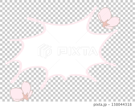 Simple frame with pink cherry blossoms, speech bubble style, surprise 138044318