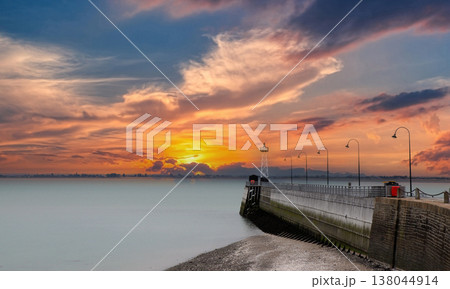 Jetty and lighthouse in Cancale, brittany, france Jetty and lighthouse in Cancale, brittany, france 138044914
