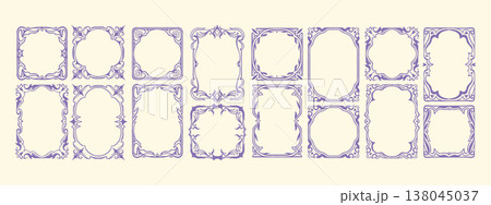 Vintage victorian frames, hand drawn retro borders, gothic swirl ornamental holiday wedding decor. Vintage victorian frames, hand drawn retro borders, gothic swirl ornamental holiday wedding decor. 138045037
