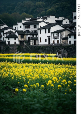 春の季節 花畑 住まい 138045331
