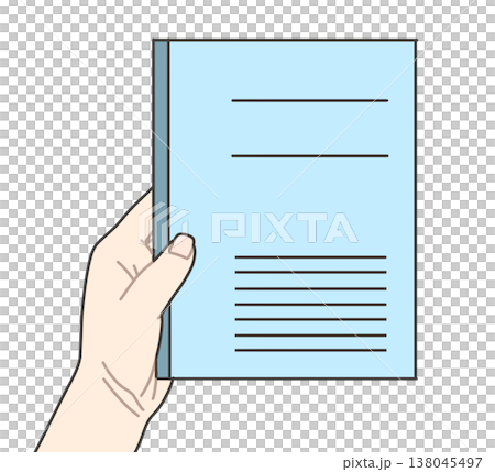 左手拿著一本淺藍色筆記本 左手拿著一本淺藍色筆記本 138045497