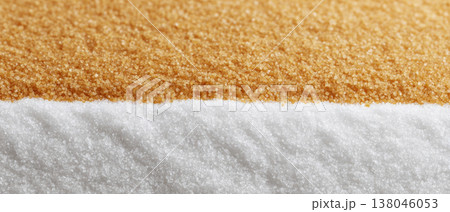 Close-up of white and brown sugar grains 138046053