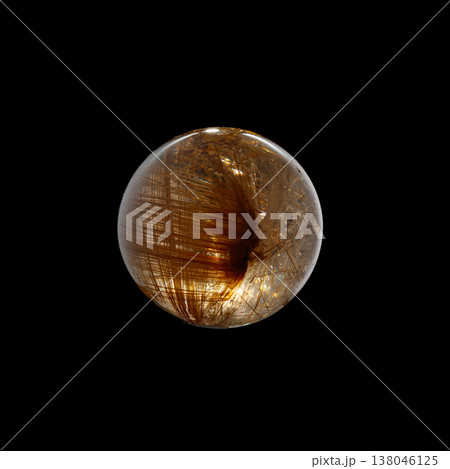 Ball of quartz with rutile on a black background Ball of quartz with rutile on a black background 138046125