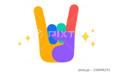 Rock gesture for music festival. Hand sticker 138046252