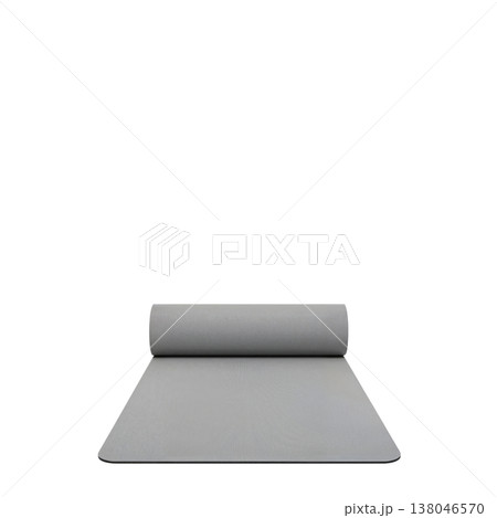 Rolled Exercise Mat Placed on a Clean Surface Ready for Fitness Activities at Home or Gym 138046570