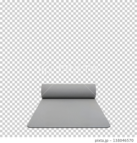 Rolled Exercise Mat Placed on a Clean Surface Ready for Fitness Activities at Home or Gym 138046570