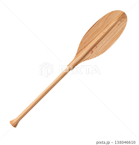 Wooden Paddle Used for Rowing in a Boat Before a Journey on a Lake During Daylight Hours Wooden Paddle Used for Rowing in a Boat Before a Journey on a Lake During Daylight Hours 138046610