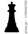 Chess piece queen, black and white silhouette illustration of chessman shape, isolated 138046700
