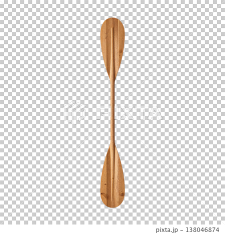 Wooden Paddle Used for Rowing in a Boat Before a Journey on a Lake During Daylight Hours 138046874