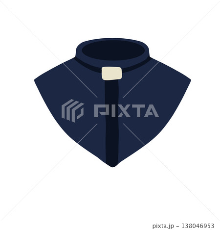 Cleric collar, priest religious black uniform neck garment. Church catholic pastor clothing apparel. Clerical minister spiritual preacher vestment, orthodox chaplain shirt. Cleric collar collection 138046953