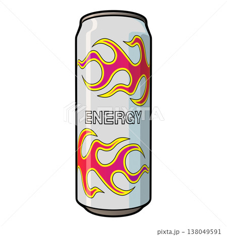 清涼飲料水のイラスト素材　一本のエナジードリンク（1_1）　カラー線画表現 138049591