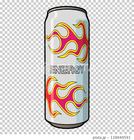 軟性飲料插圖：一罐能量飲料（1_1）- 彩色線條畫。 138049591