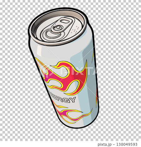 軟性飲料插圖：一罐能量飲料（1_3），彩色線條畫。 138049593