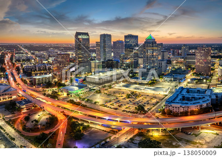 Urban highway road traffic in Tampa, Florida. American travel destination. 138050009