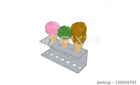 アイスクリームコーン2種の3Dイラスト  138050793