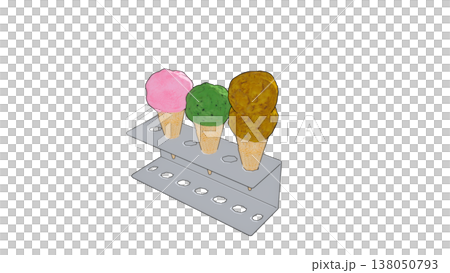 アイスクリームコーン2種の3Dイラスト  138050793