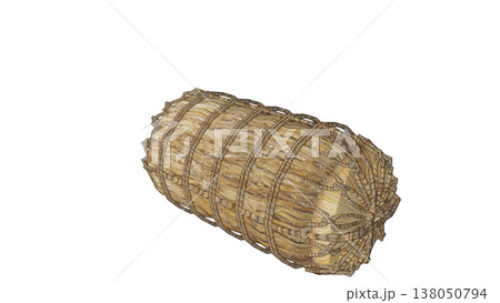 藁で編まれた米俵の3Dイラスト 藁で編まれた米俵の3Dイラスト 138050794